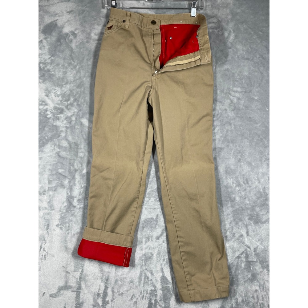 Vintage Wrangler Junior Fit  Flannel Lined Pants Tan Khaki Size 11 Made in USA